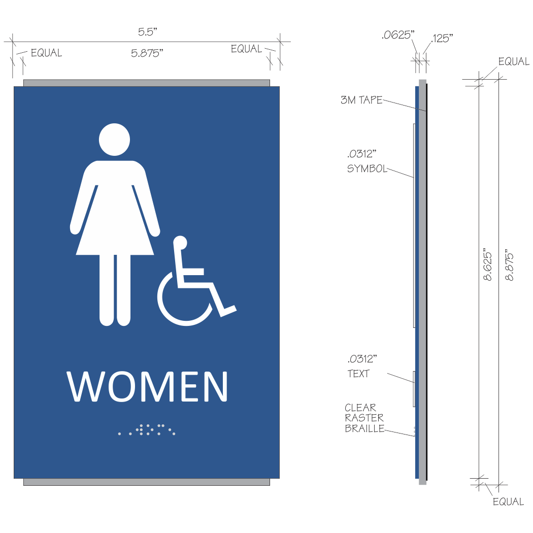 ADA Braille Women Restroom Sign